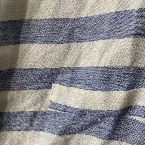 CHARGET linen Italian bolero blue striped jacket size L - Picture 4 of 5